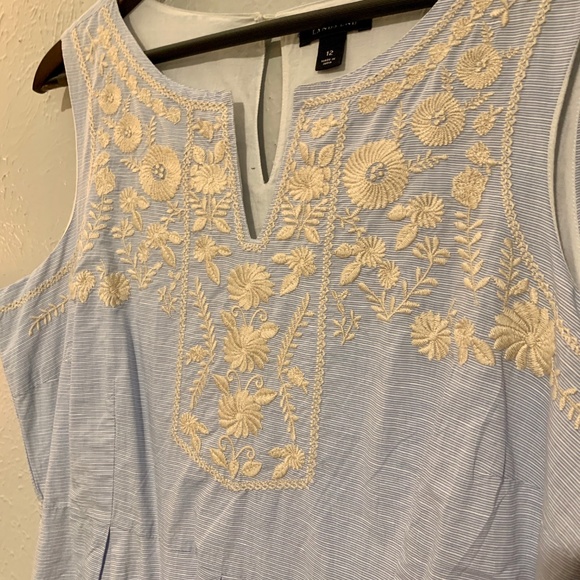 Lands' End Blue Stripe Fit and Flare Short Casual - Picture 3 of 3